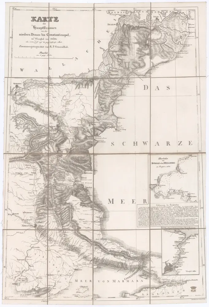 Karte der Hauptstrassen von der niedern Donau bis Constantinopel