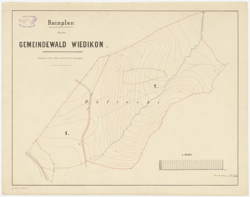Wiedikon: Gemeinde- und Genossenschaftswaldungen: Gemeindewaldung Döltschi; Grundriss