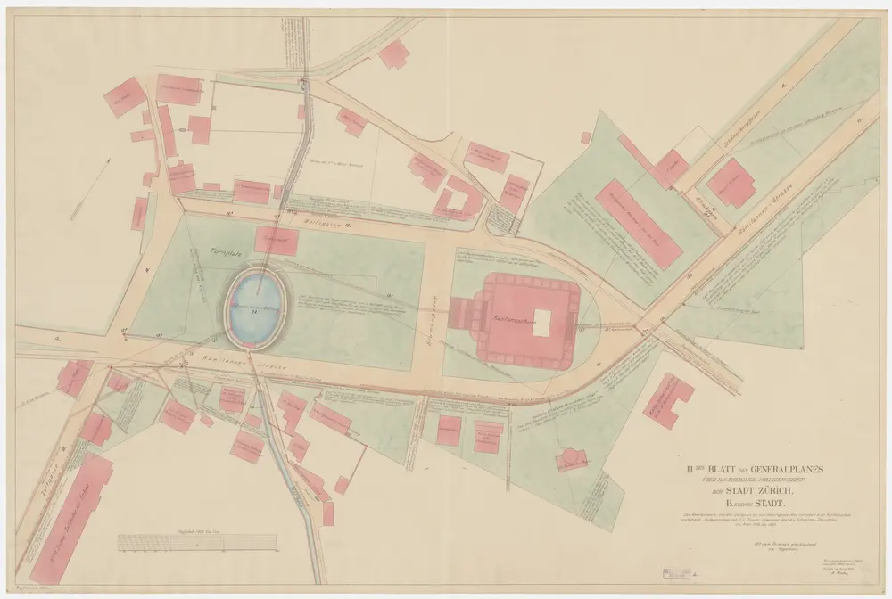 Zürich: Ehemaliges Schanzengebiet in der Grossen Stadt vom Zeltweg bis zur Schönberggasse; Generalplan (III. Blatt)