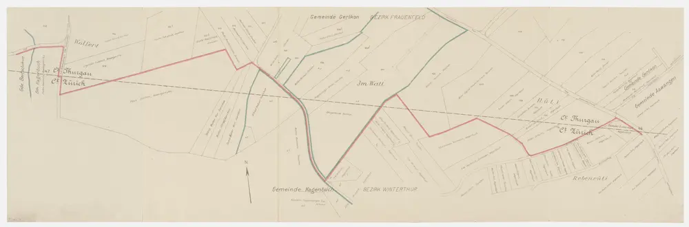 Grenze zwischen den Kantonen Zürich und Thurgau bei Hagenbuch; Grundriss (Nr. 46-47)