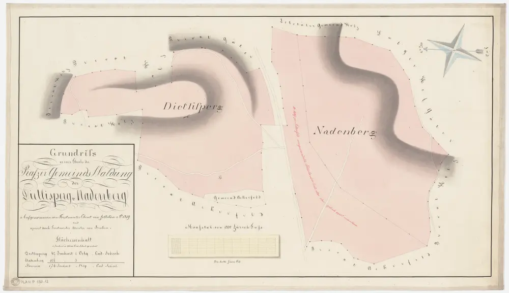 Rafz, Jestetten (Deutschland), Lottstetten (Deutschland): Gemeindewaldung Rafz: Rafz: Dietlisberg (Dietlisperg), Adenberg (Nadenberg); Grundrisse