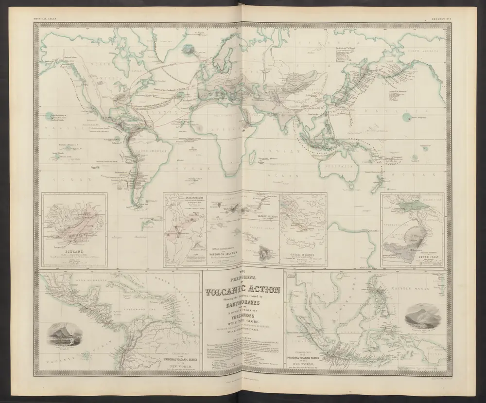 The Phenomena of Volcanic Action Showing the Regions visited by Earthquakes and the Distitbution of Volcanoes over the Globe