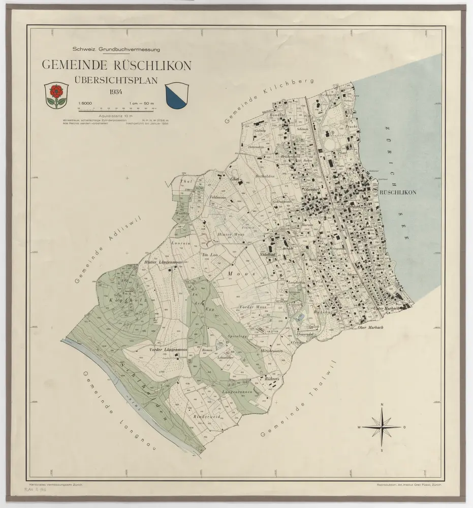 Rüschlikon: Gemeinde; Übersichtsplan (Schweizerische Grundbuchvermessung)