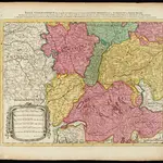 HStAS N 100_Nr. 245_ : "Table Geographique dans la quelle fort distinctement est montre la partie Meridionale ou superieure du Rhein, Meuse, Moselle et les moindres rivieres, qui se decharcent dans elles, comme aussi les parties, qui sont au milieu. L'archevesche et l' Electorat de Mayence et le Palatinat du Rhein, Lorraine, Suisse, l'Alsace, Sueve, la Duche et la Comte de Bourgogne et d' autres Provinces voisines de France et Italie, par le Se Sanson Geographe ordinaire du Roy"