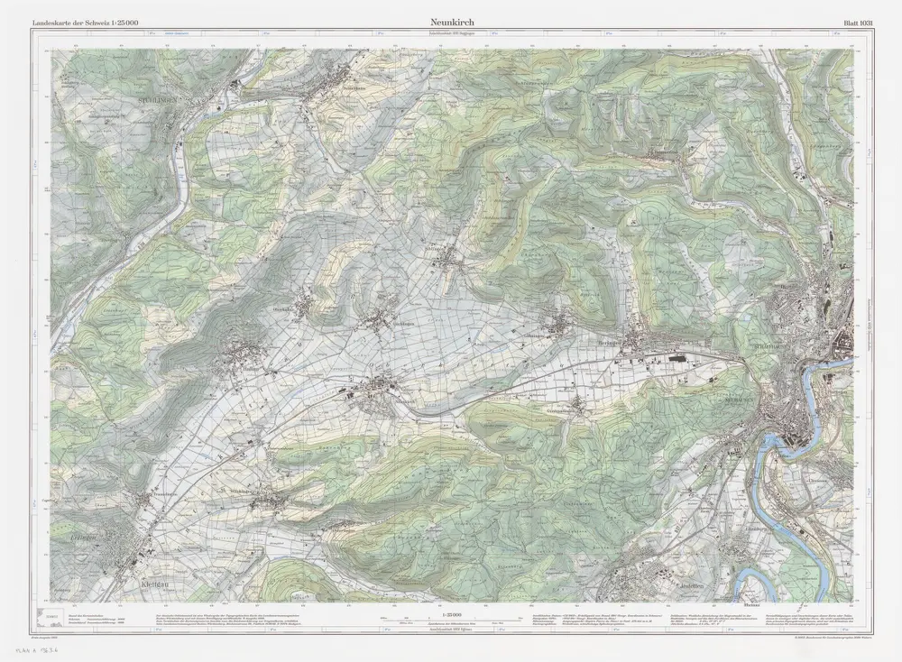 Landeskarte der Schweiz 1 : 25000: Den Kanton Zürich betreffende Blätter: Blatt 1031: Neunkirch SH