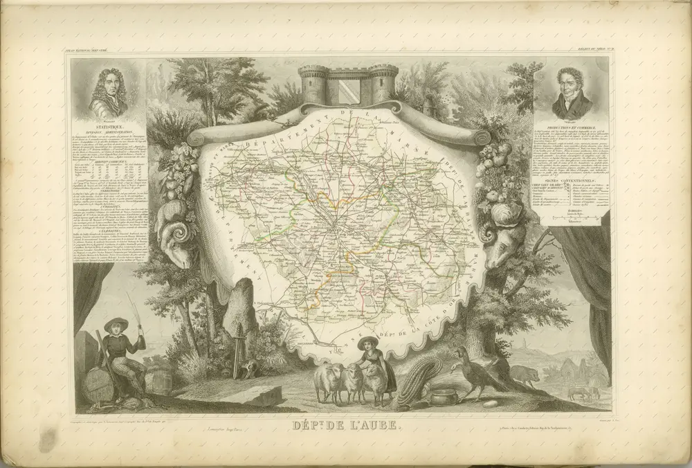 mapa z atlasu "Atlas National Illustré des 86 Départements et des Possessions de la France Divisé par Arrondissements, Cantons et Communes, avec le tracé de toutes les routes, chemins de fer et canaux"