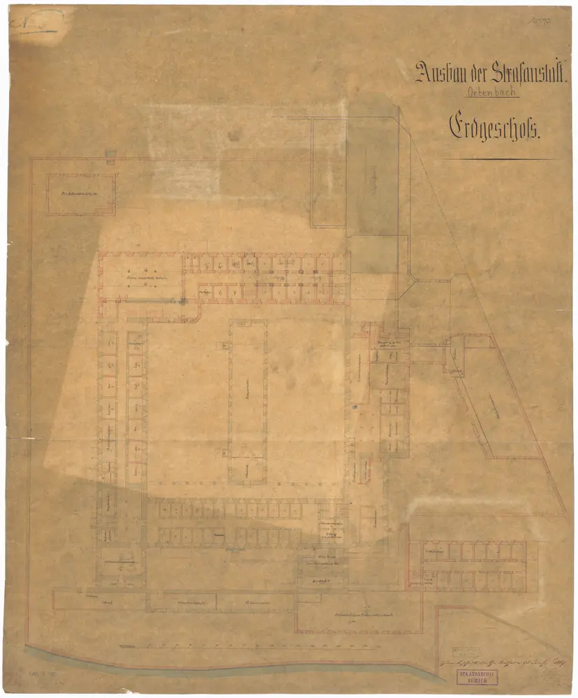 Kantonale Strafanstalt Oetenbach: Projektierter Ausbau; Erdgeschoss; Grundriss