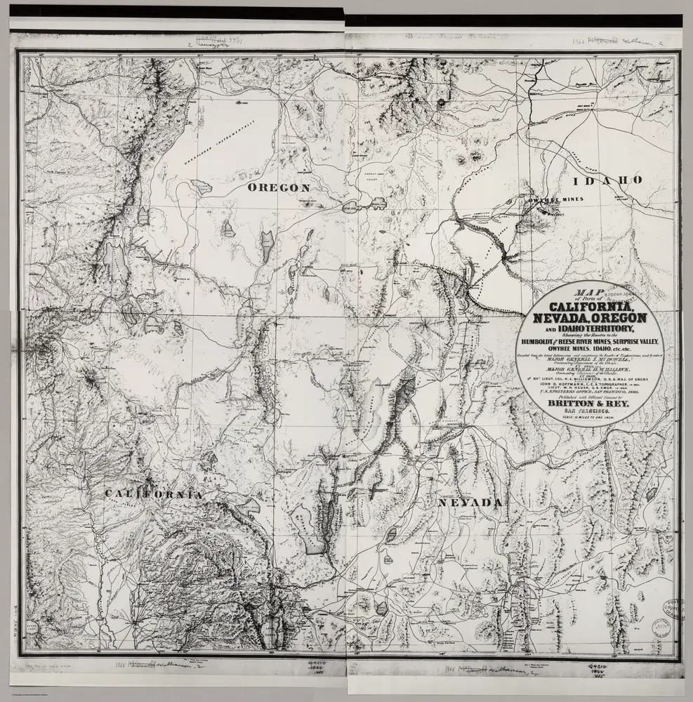 Map of Parts of California, Nevada, Oregon And Idaho Territory