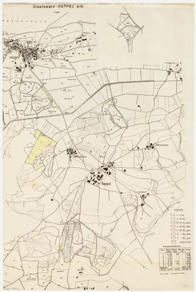 Kappel am Albis, Hausen am Albis: Staatswaldungen: Hausen am Albis, Kappel am Albis: Staatswaldungen; Grundriss