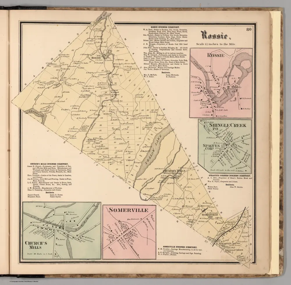 Rossie.  Wegatchie.  Somerville.  Rossie.  Shingle Creek, Saint Lawrence County, New York.