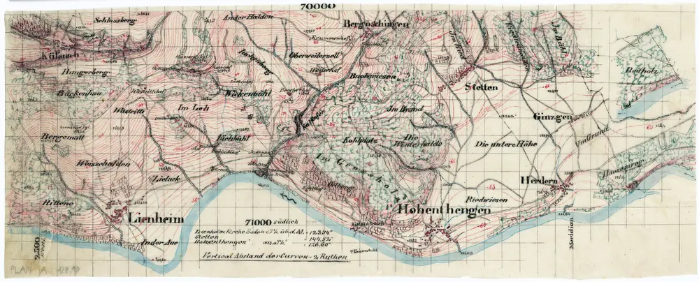 Vorlagen für die Topographische Karte des Kantons Zürich (Wild-Karte): Kopien aus anderen Kartenwerken für ausserkantonale Gebiete: Hohentengen