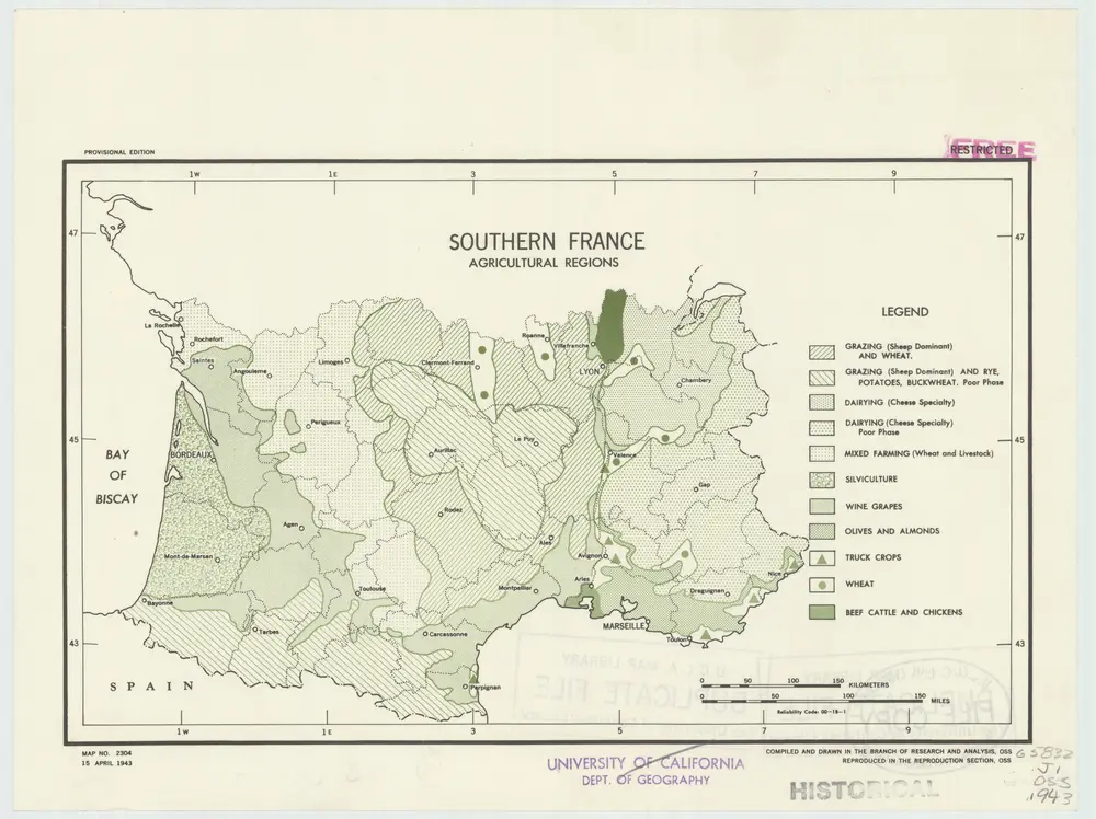 Southern France : agricultural regions