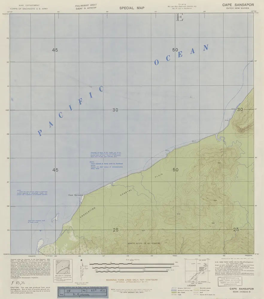 Cape Sansapor / prepared under the direction of the Chief Engineer by Base Map Plant U.S. Army, July 1944