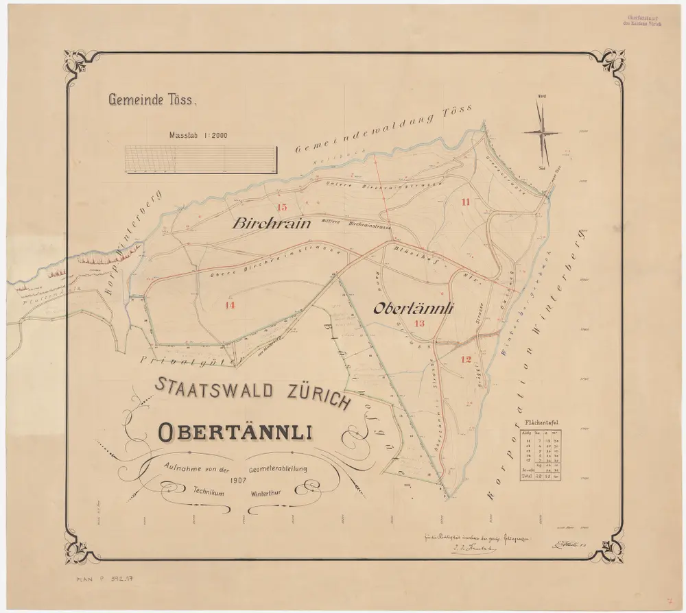 Winterthur, Töss, Lindau: Staatswaldung: Lindau: Obertännli, Birchrain; Grundriss