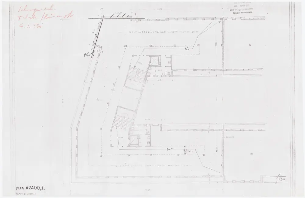 Börsengebäude, Bleicherweg 5: Ansichten, Grundrisse und Schnitte: 4. Obergeschoss; Grundriss