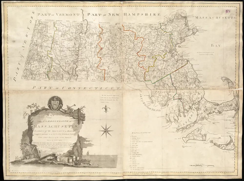 An accurate map of the Commonwealth of Massachusetts exclusive of the District of Maine, compiled pursuant to an act of the General Court from actual surveys of the several towns &c. taken by their order, exhibiting the boundary lines of the Commonwealth