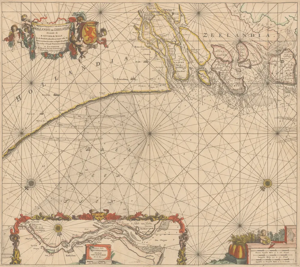 Paskaerte Begrypende in zich de Kusten van Hollandt en Zeelandt als meede de Rievier de Maas tot de Stadt Dordrecht [...] [Karte], in: De Nieuwe Groote Vermeerderde Zee-Atlas ofte Water-Werelt, S. 33.