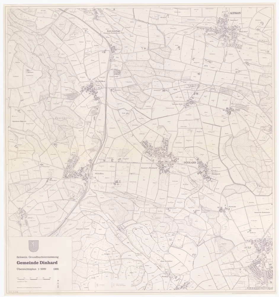 Dinhard: Gemeinde; Übersichtsplan (Schweizerische Grundbuchvermessung)