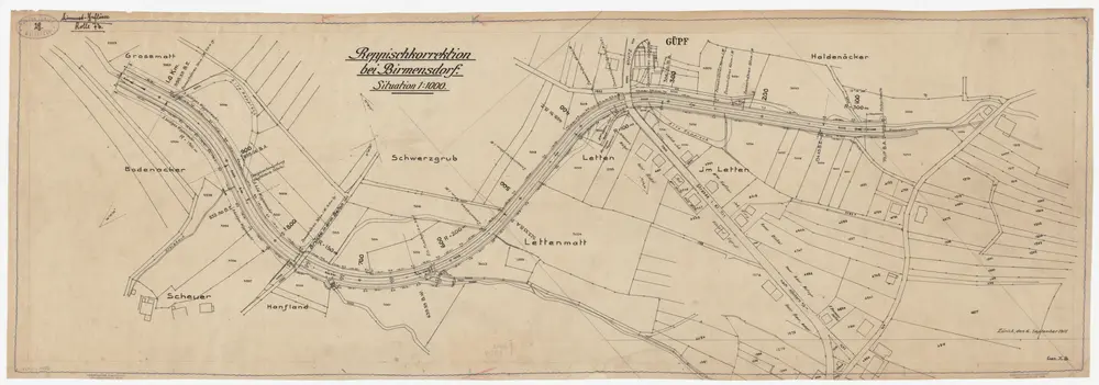 Birmensdorf: Von oberhalb Haldenacker bis Grossmatt, Reppischkorrektion; Situationsplan