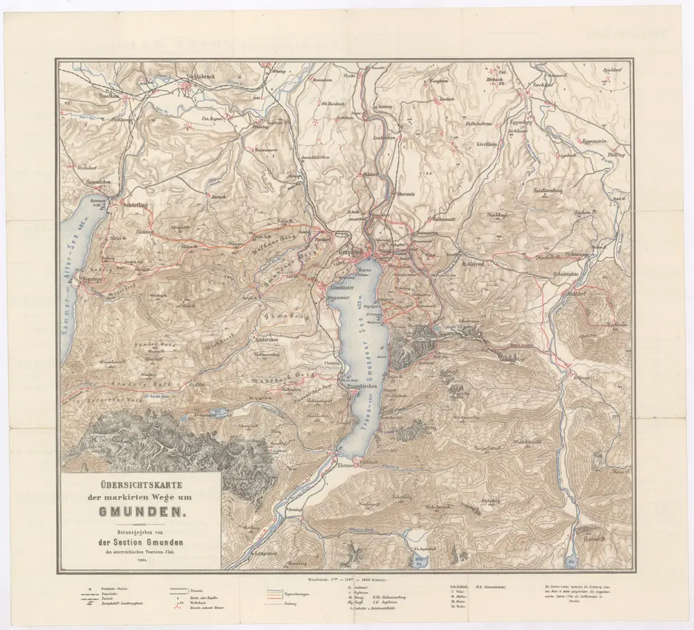 Übersichtskarte der markirten Wege um Gmunden