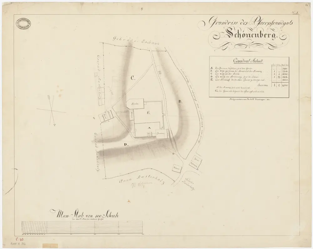 Schönenberg: Pfrundgüter bei Pfarrhaus und Kirche; Grundriss (Nr. 1)