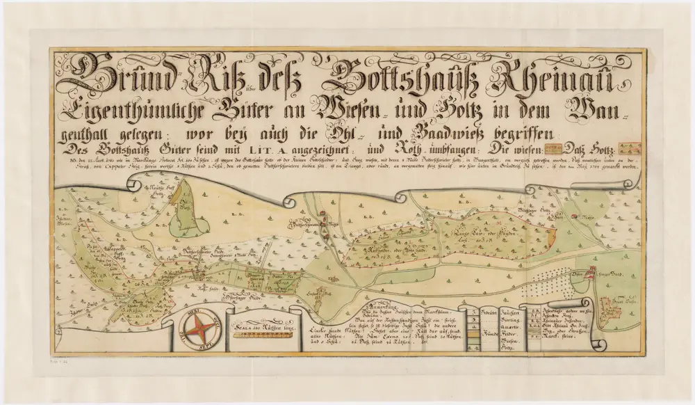 Kloster Rheinau: Wiesen und Waldungen im Wangental zwischen Jestetten (Deutschland) und Wilchingen SH; Grundriss