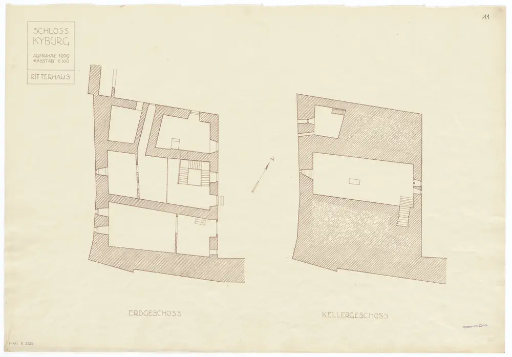 Kyburg: Schloss, Ritterhaus, Keller- und Erdgeschoss; Grundrisse