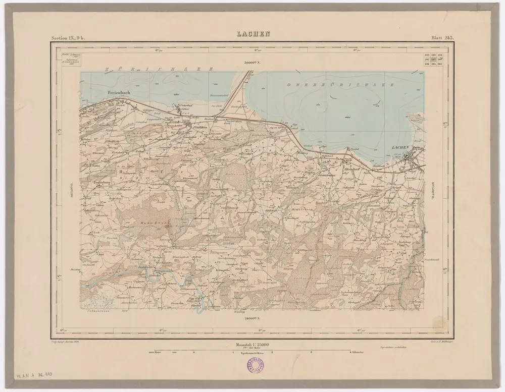 Topographischer Atlas der Schweiz (Siegfried-Karte): Den Kanton Zürich betreffende Blätter: Blatt 243: Lachen