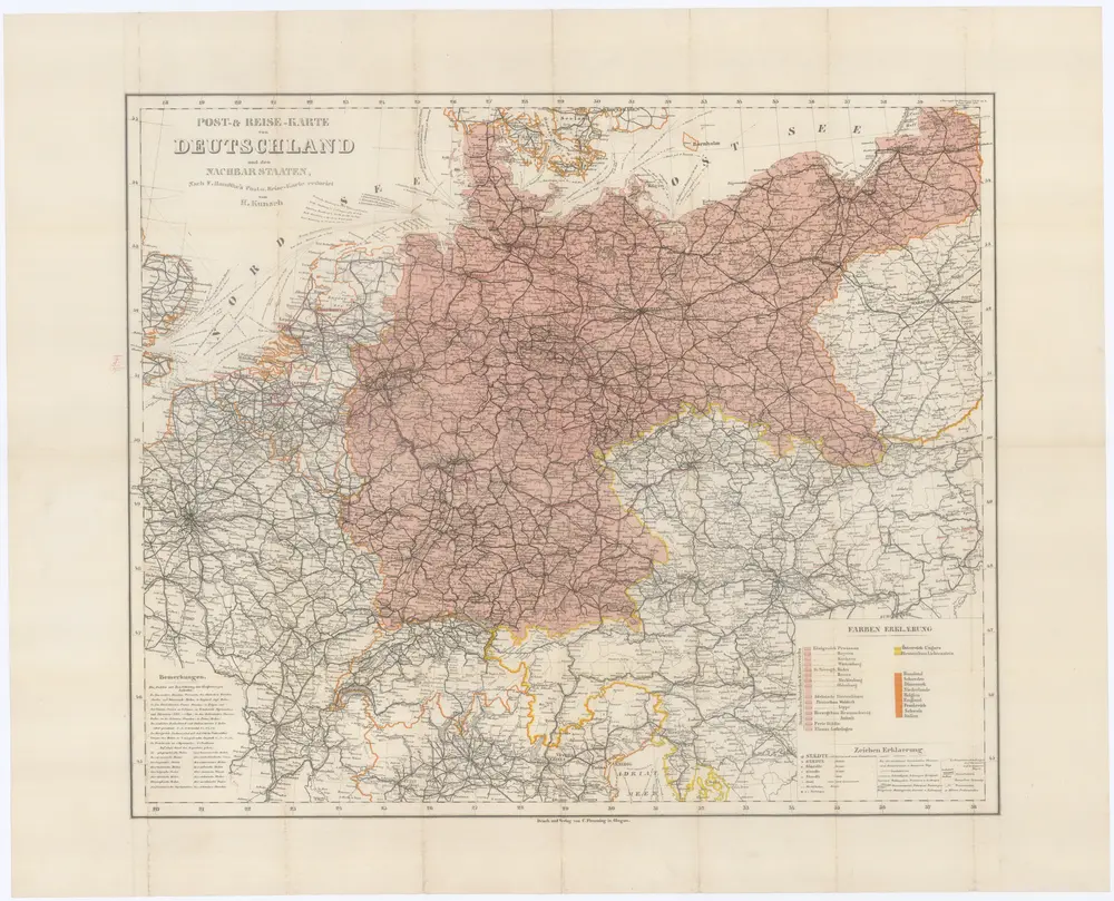 Post- & Reise-Karte von Deutschland und den Nachbar Staaten