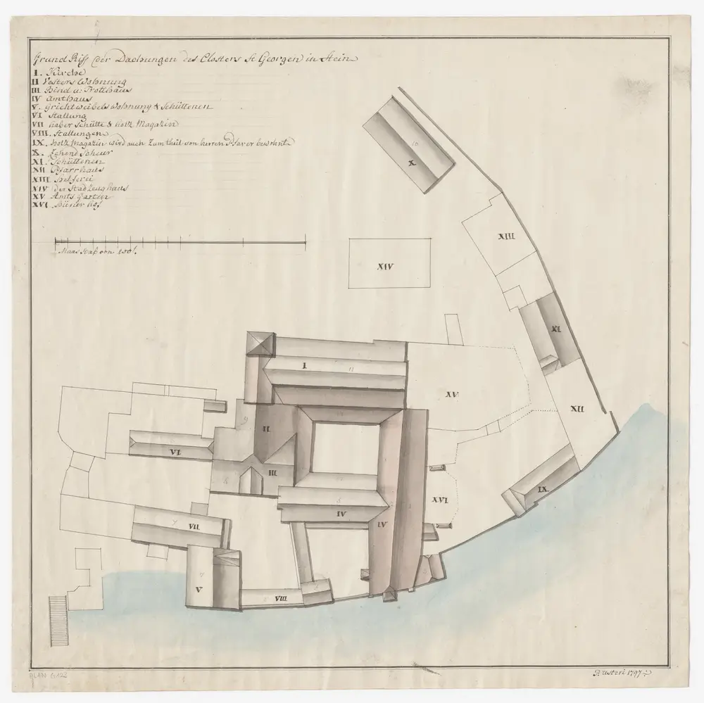 Stein am Rhein SH: Bedachung des Klosters St. Georgen; Grundriss