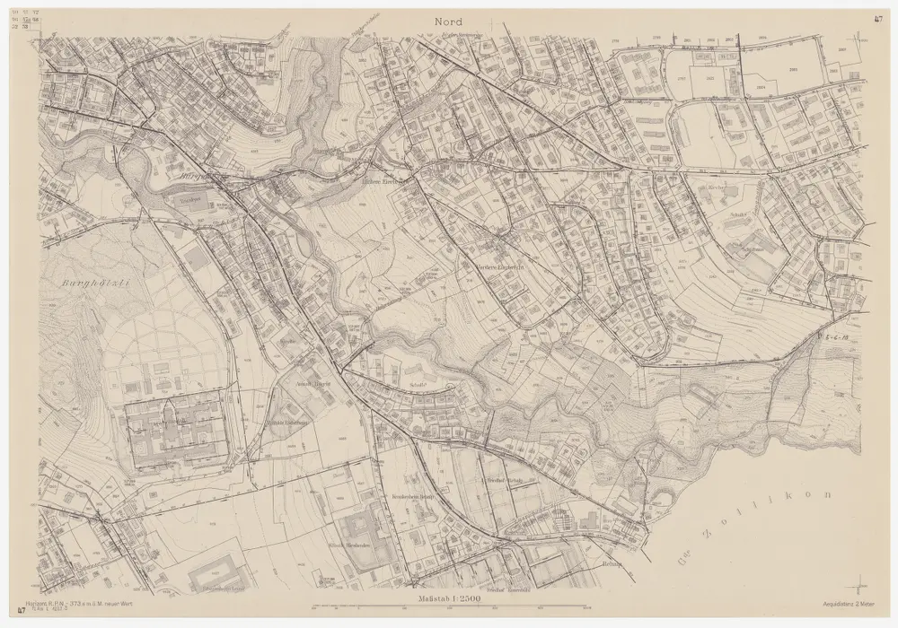 Adliswil bis Rümlang: Kanalkataster: Blatt 9: Zürich, beim Burghölzli; Situationsplan