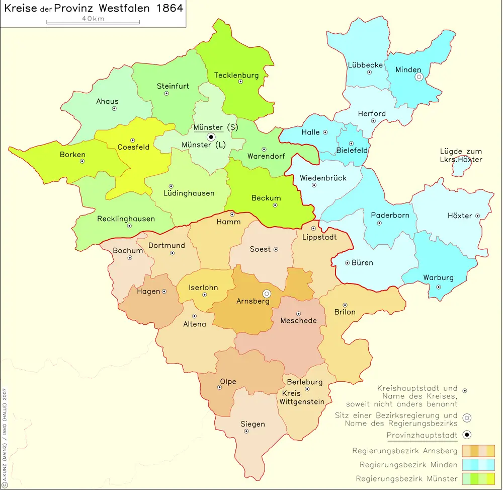 Kreise der Provinz Westfalen 1864