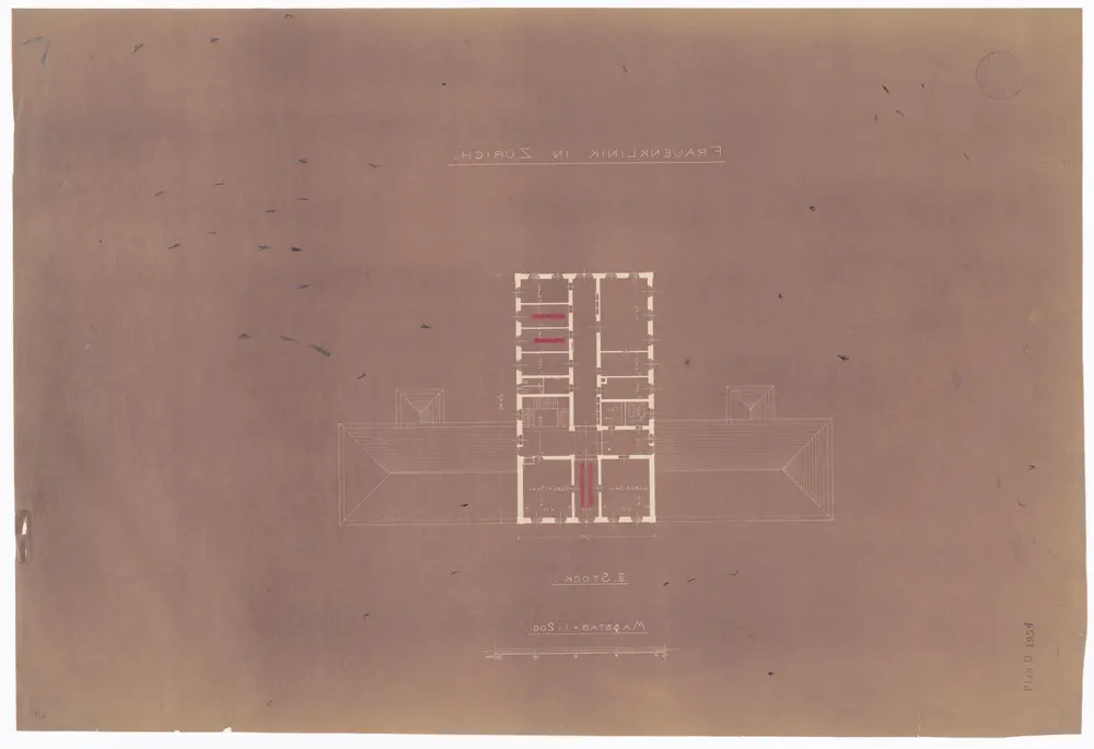 Kantonale Frauenklinik: 2. Stock; Grundriss