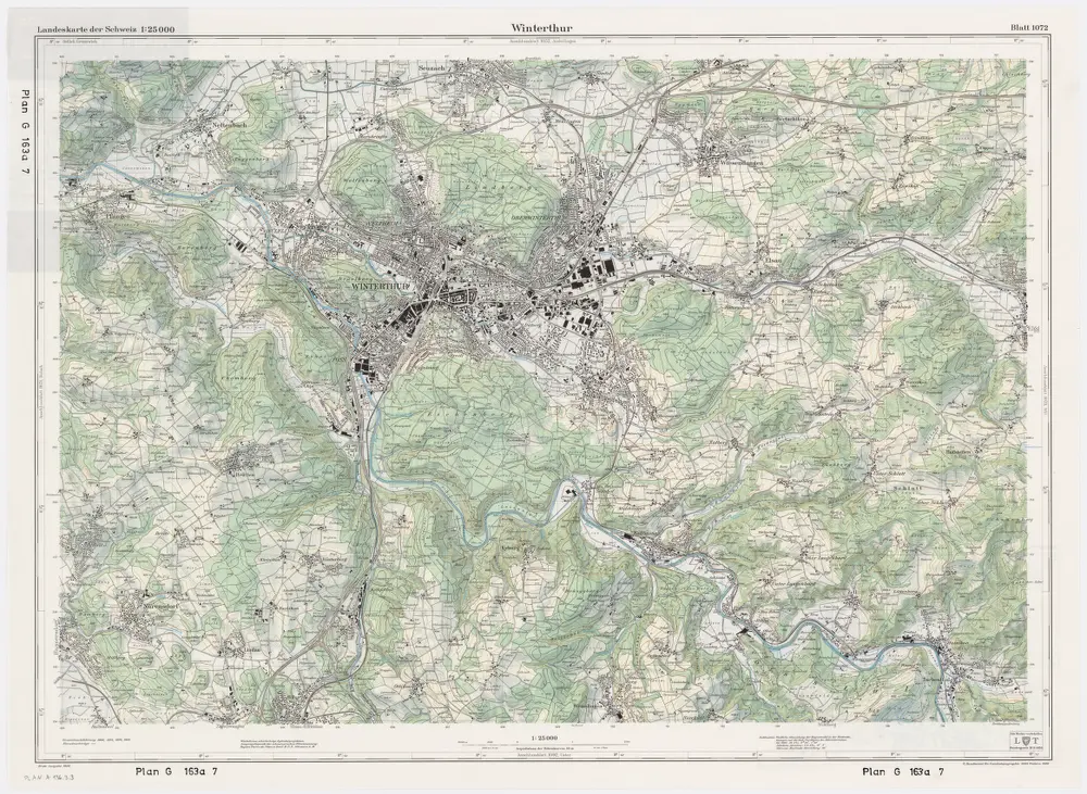 Landeskarte der Schweiz 1 : 25000: Den Kanton Zürich betreffende Blätter: Blatt 1072: Winterthur