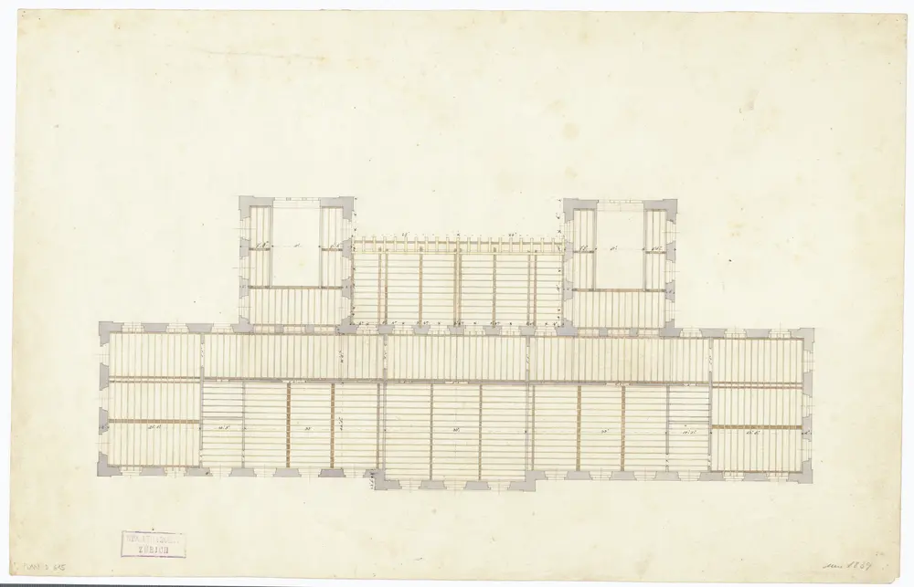 Kantonsspital Zürich, projektiertes Absonderungshaus, Oberstrass: 1. Stock, Balkenlage; Grundriss