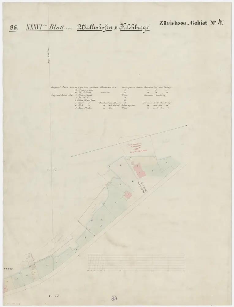 Hombrechtikon bis Zürich: Rechtes Ufer des Zürichsees; Grundrisse: Blatt 36 b: Wollishofen und Kilchberg