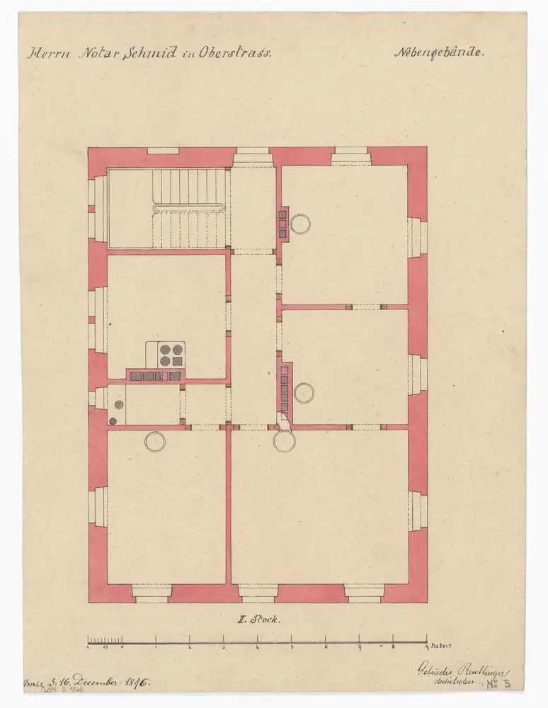 Nebengebäude von Herrn Schmid, Notar, Haldenbachstrasse 14: 2. Stock; Grundriss