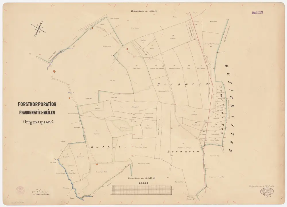Meilen, Egg: Genossenschaftswaldung Pfannenstiel: Bergweid; Grundriss (Originalplan 2)