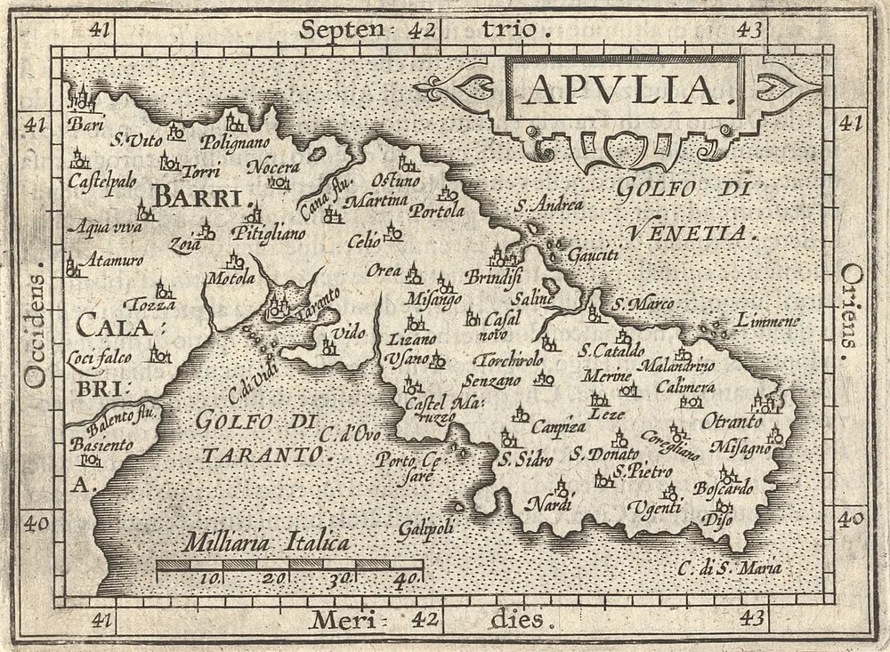 Apulia. [Karte], in: Compendio Dal Theatro Del Mondo, S. 170.