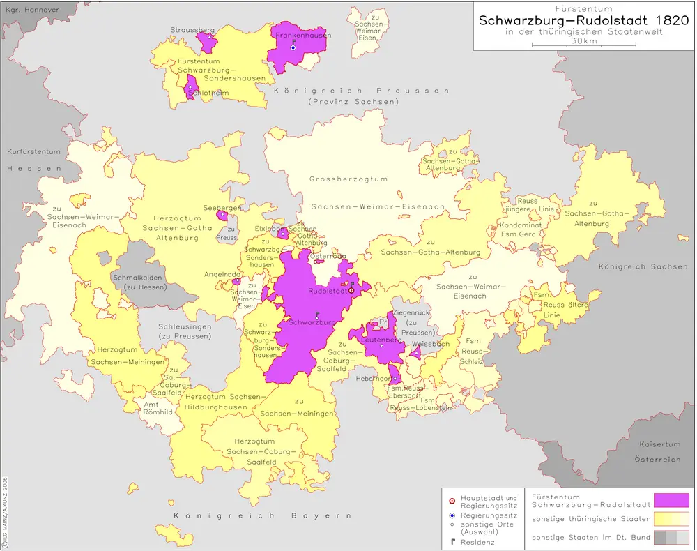 Fürstentum Schwarzburg-Rudolstadt 1820 in der thüringischen Staatenwelt