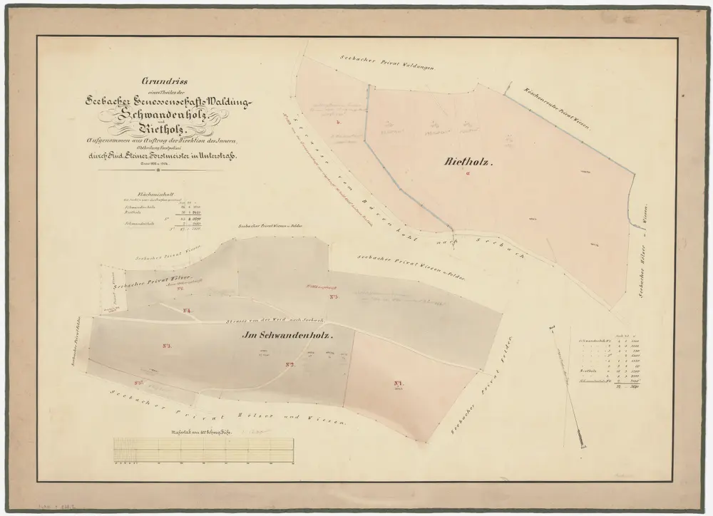 Seebach: Genossenschaftswaldungen Riedenholz (Rietholz) und Schwandenholz: Grundrisse