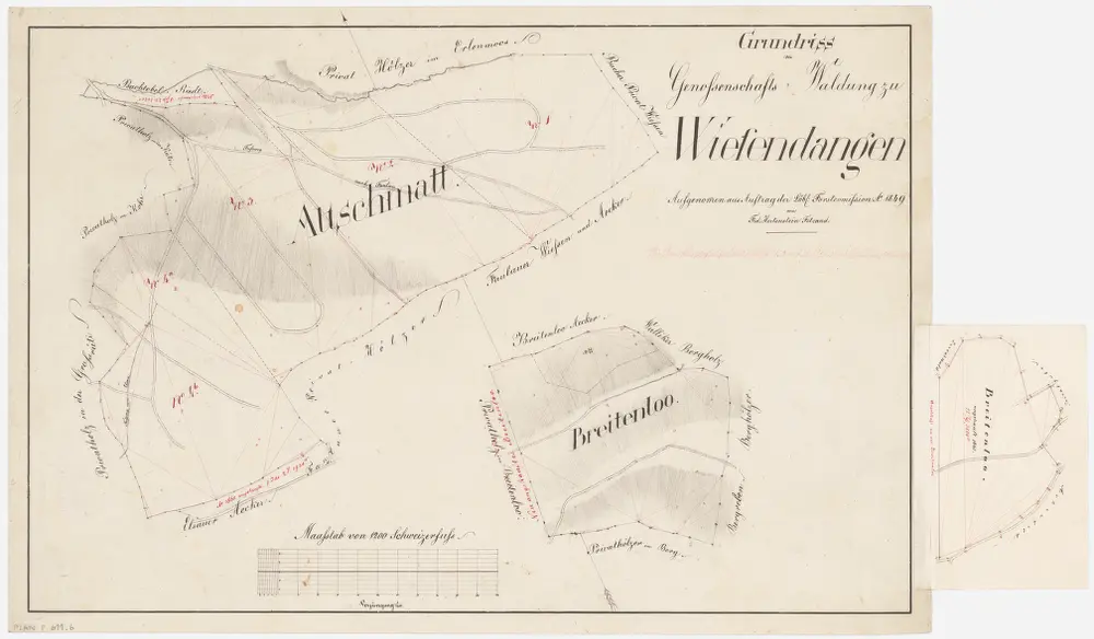 Wiesendangen, Oberwinterthur: Gemeinde- und Genossenschaftswaldungen: Wiesendangen: Genossenschaftswaldungen Altschmatt, Breitenloo; Grundrisse