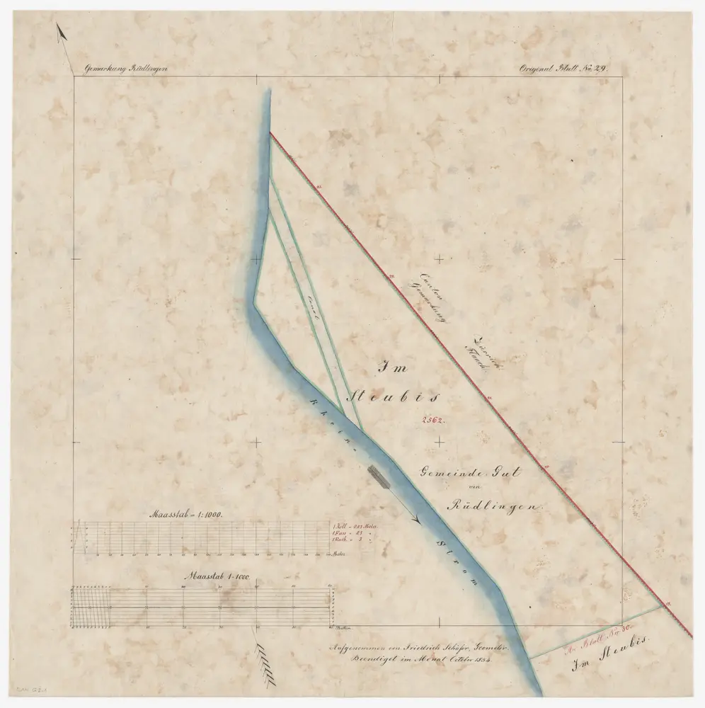 Rüdlingen SH: Im Steubis genannte Gemeinde- und Privatgüter; Grundriss: Originalblatt Nr. 29