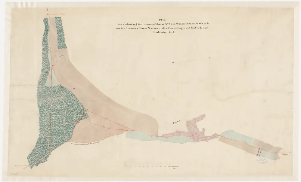 Lufingen, Embrach: Projektierte Strasse von ausgangs von Lufingen über Embrach bis in die Embracherhard; Übersichtsplan