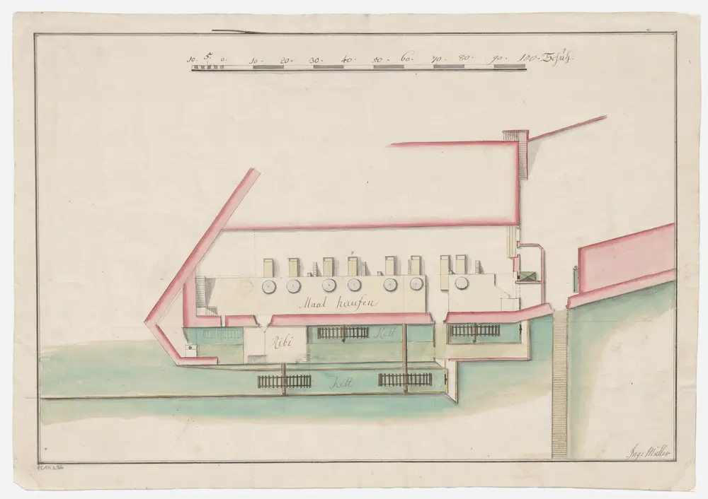 Unbekannte Gemeinde: Mühle; Grundriss