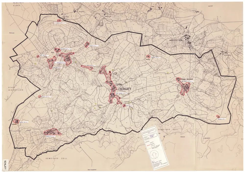 Schlatt: Definition der Siedlungen für die eidgenössische Volkszählung am 01.12.1970; Siedlungskarte