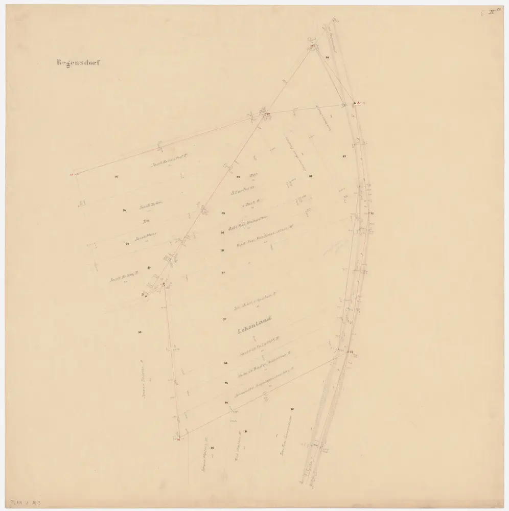 Regensdorf: Gemeinde; Vermessungspläne: Blatt II a: Gegend bei Stocken und Lehenland; Vermessungsplan