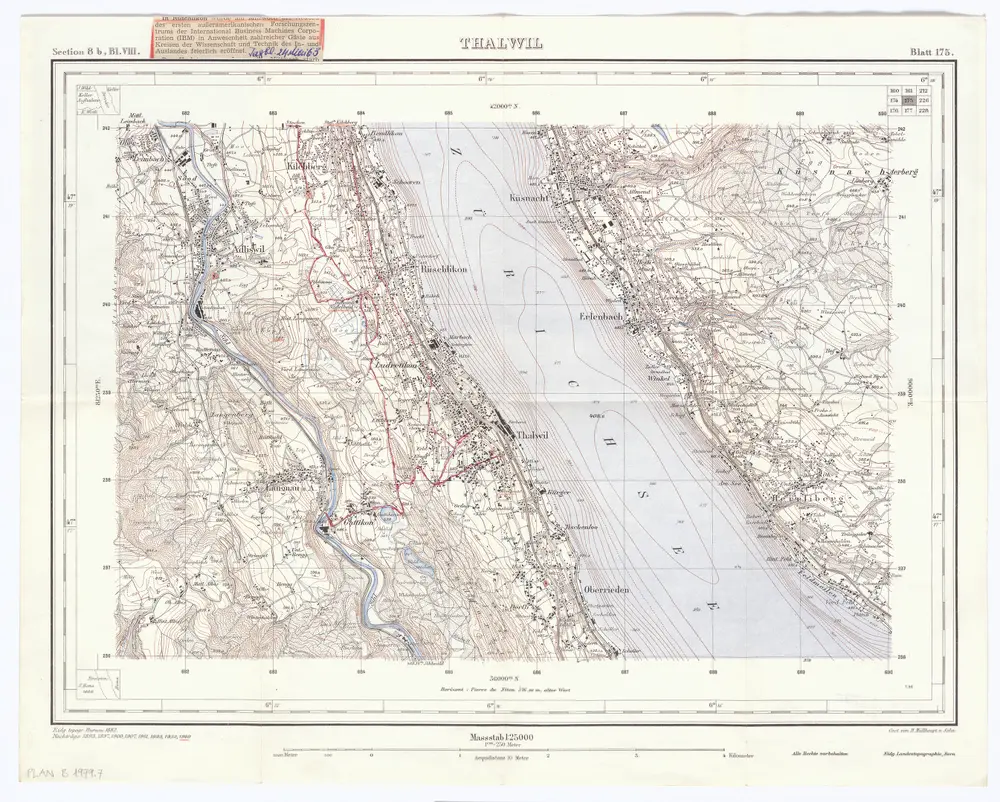 Topographischer Atlas der Schweiz (Siegfried-Karte): Blatt 175: Thalwil