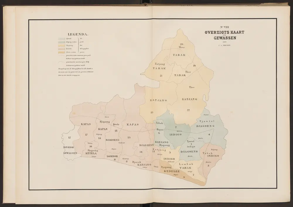 No. VIII Overzichts kaart der gewassen 1869