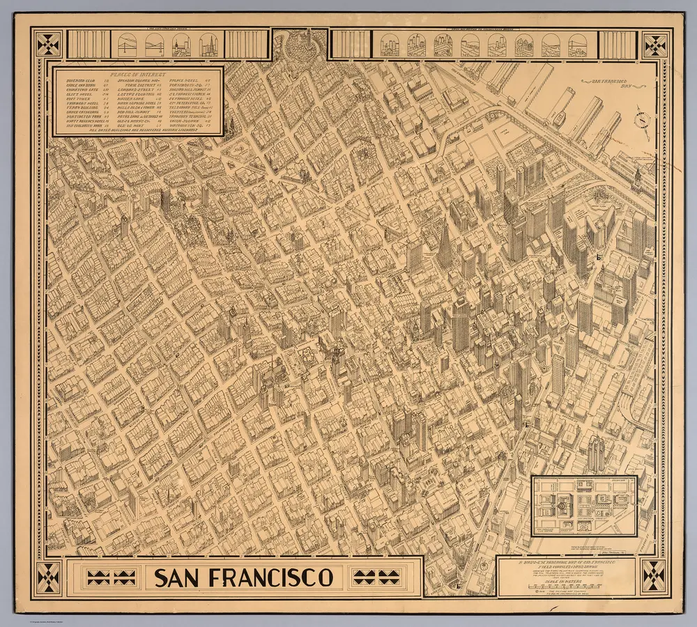 A bird's-eye panoramic map of San Francisco